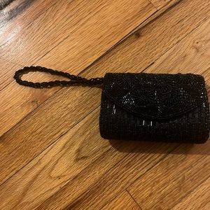 Black sparkly bead wristlet clutch